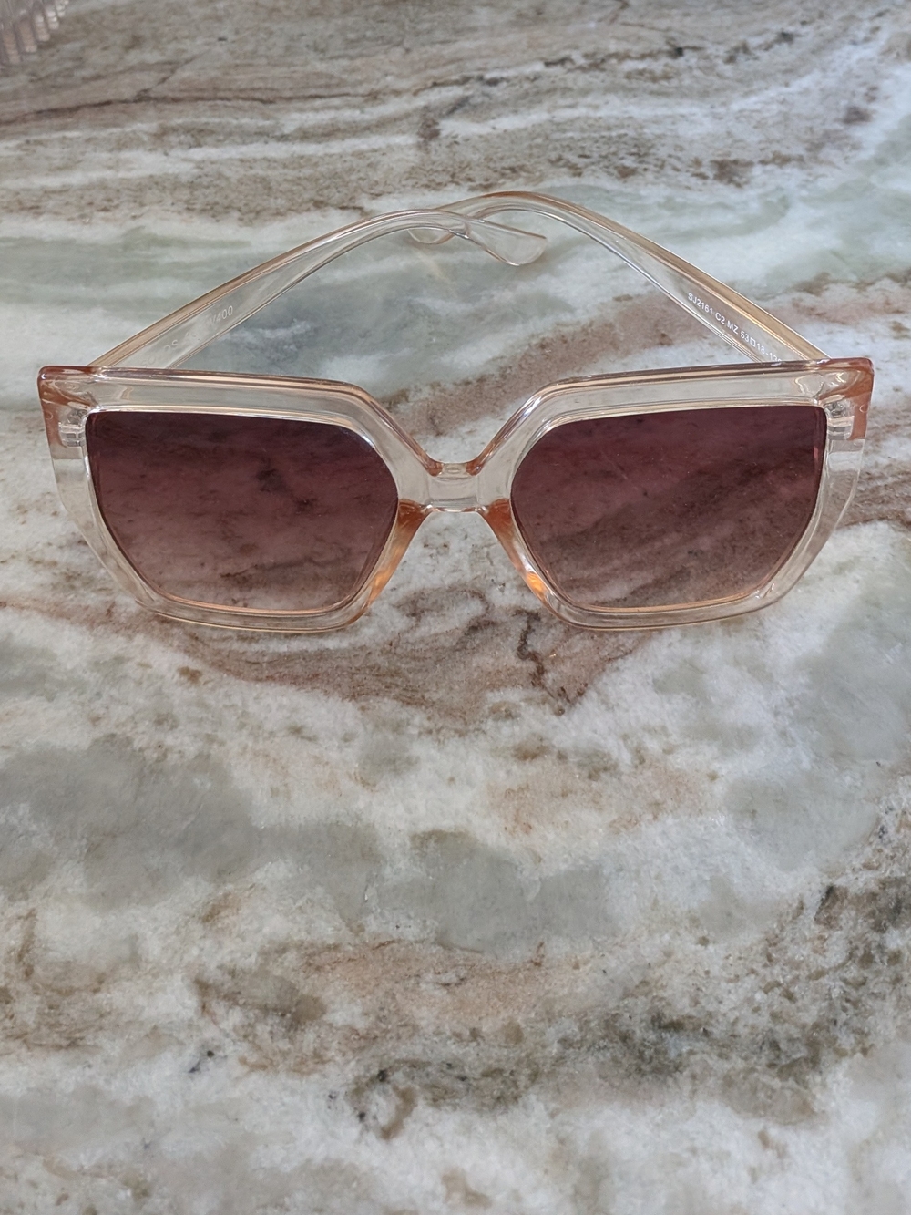 Transparent Square Sunglasses with Gradient Brown Lenses-Women